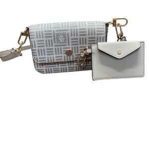 New 2 pc Anne Klein Tile Lion Logo Crossbody Purse with Coin Wallet